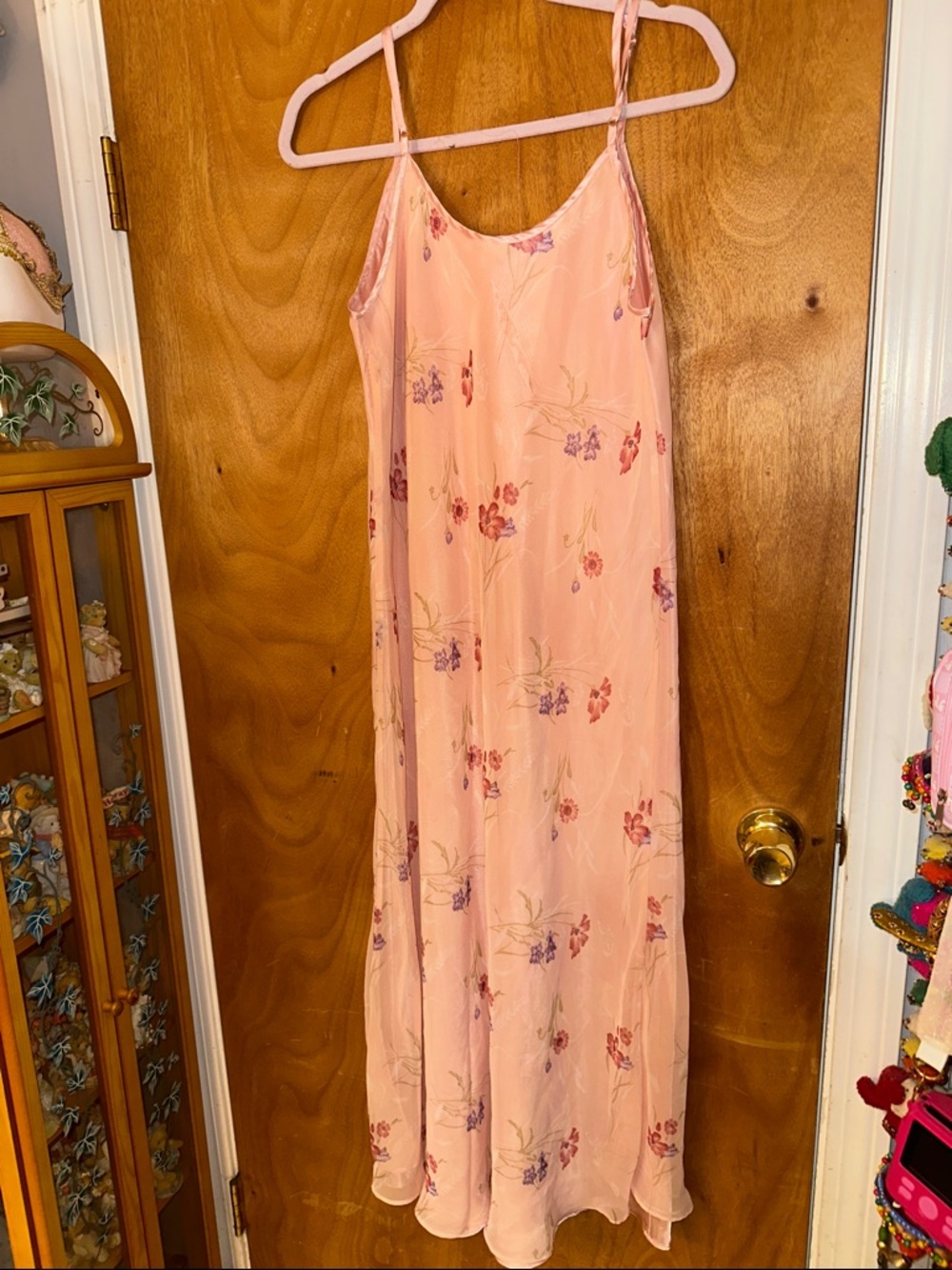 Valerie Stevens Pink Floral Slip Dress with Lavender Accents